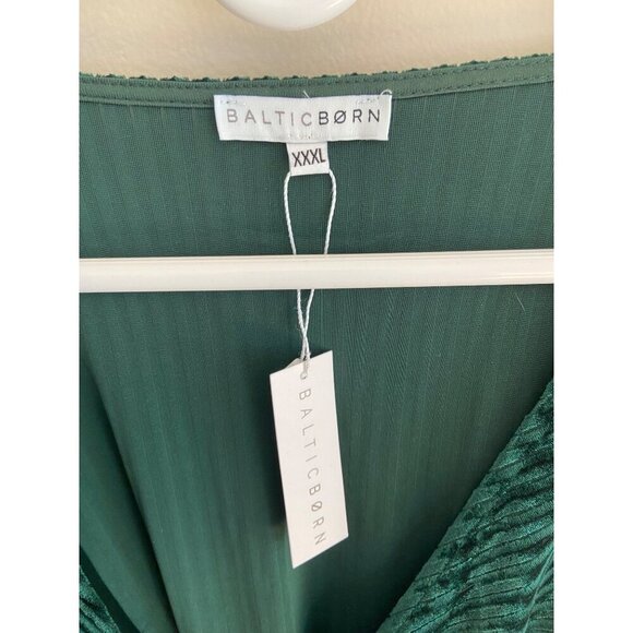 Baltic Born NWT Emerald Green Velvet RIbbed Wrap Dress Size XXXL Size 3XL Plus - Picture 5 of 12